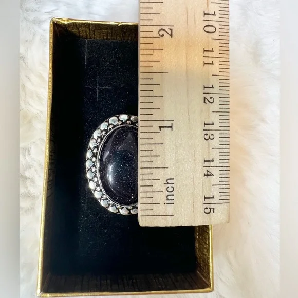 Blue Sunstone Ring size 7 - Picture 5 of 6